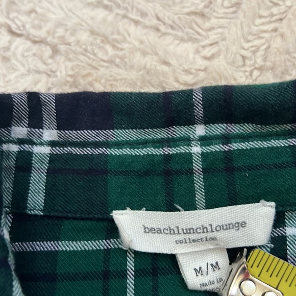 Button down plaid flannel top with bell flare tie sleeves, 100% cotton, Medium - Picture 9 of 16